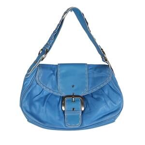 Vintage Y2K Adrienne Vittadini Blue Leather Shoulder Bag Purse